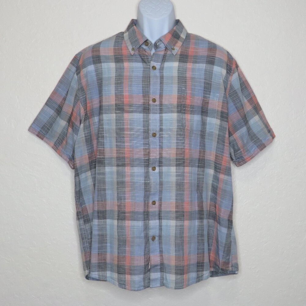 Weatherproof Vintage* Men's Short Sleeve Button Down Curved Hem Pocket Shirt~ XL